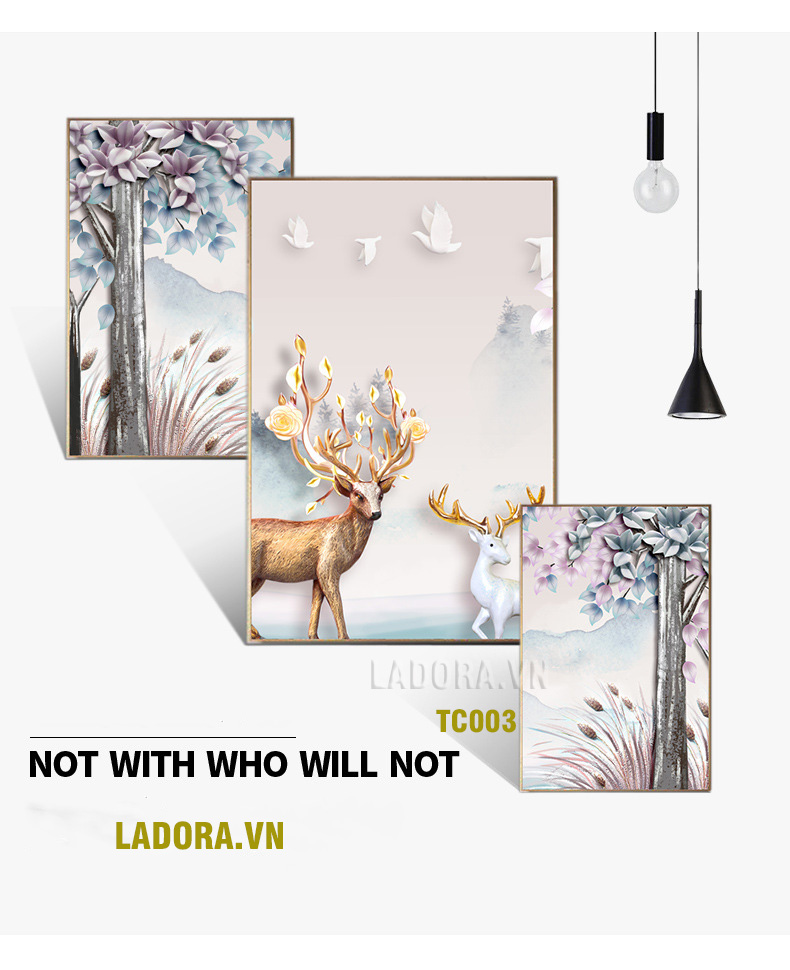 Tranh treo tường trang trí cặp hươu TC003 tại ladora.com.vn