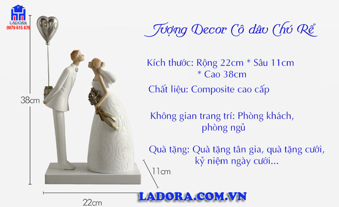 Tượng decor cô dâu chú rể trang trí phòng và làm quà cưới ý nghĩa